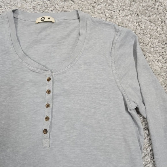 American Giant Henley Shirt Womens Medium Gray Long Sleeve Pullover Minimalist - Picture 3 of 9